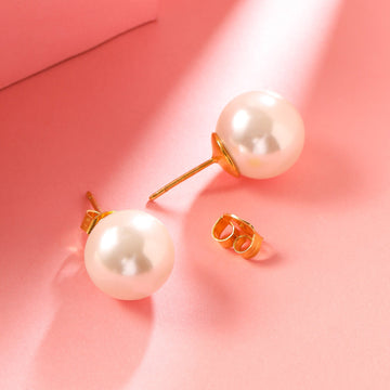 16mm round pearl studs